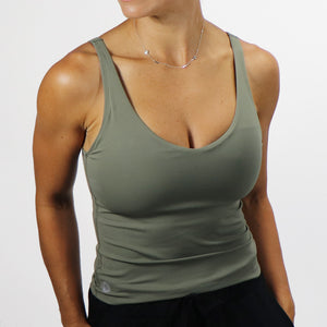 IMPACT- Waist Length Tank- Basil Green