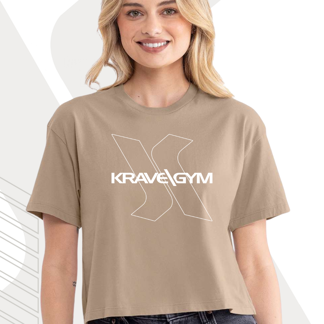 Krave Gym Unbound Logo Cropped T Tan